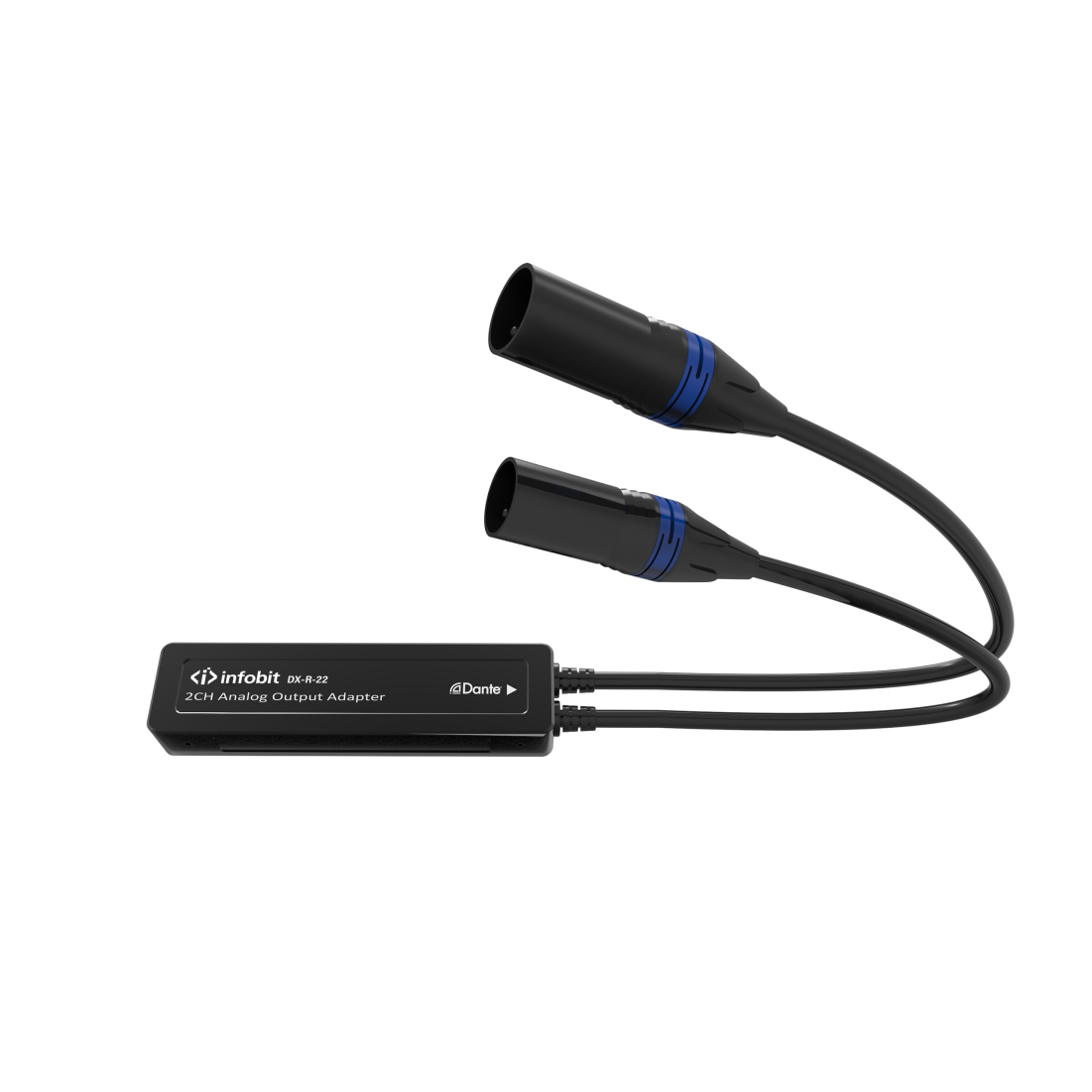 Infobit, iTrans DX-R-22, 2-х канальный аналоговый Dante приемник с портом PoE, XLR